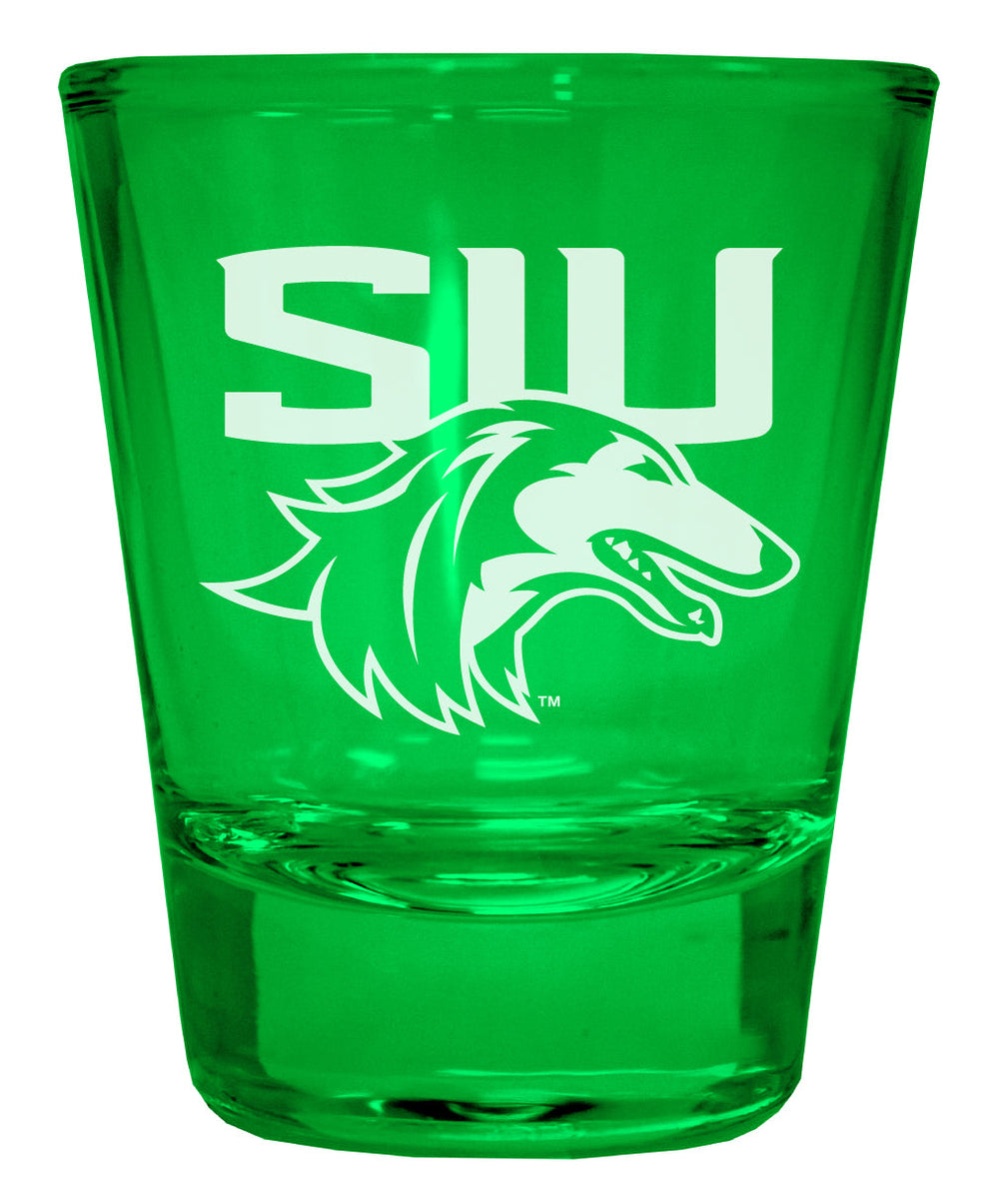 Southern Illinois Salukis Engraved Full Color 2oz Shot Glass Officially Licensed Collegiate Product Image 2