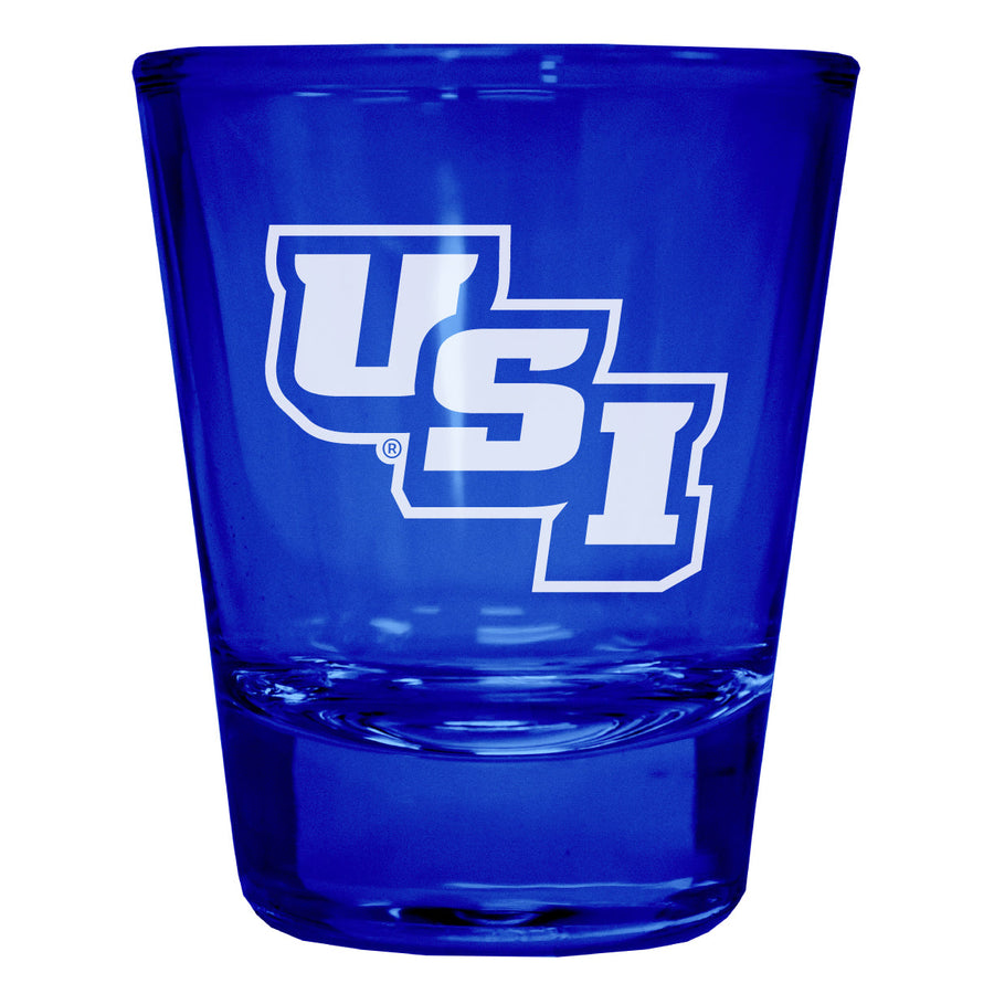 University of Southern Indiana Engraved Full Color 2oz Shot Glass Officially Licensed Collegiate Product Image 1