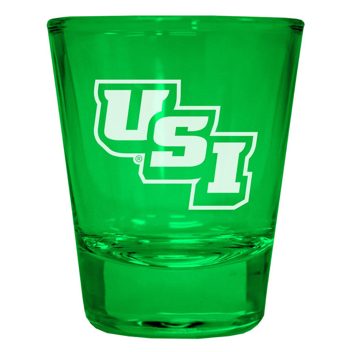 University of Southern Indiana Engraved Full Color 2oz Shot Glass Officially Licensed Collegiate Product Image 1