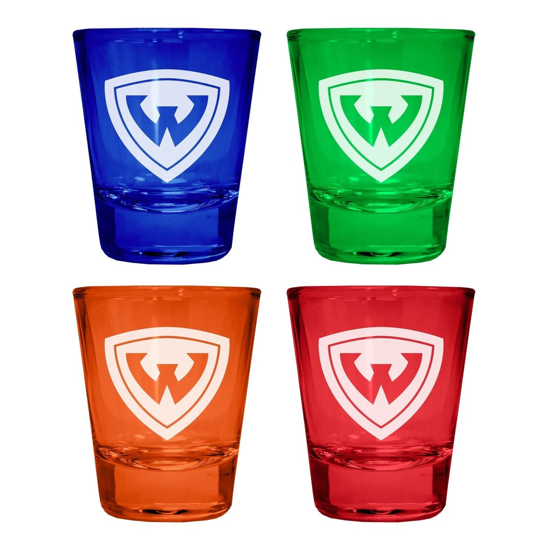 Wayne State Engraved Full Color 2oz Shot Glass Officially Licensed Collegiate Product Image 3