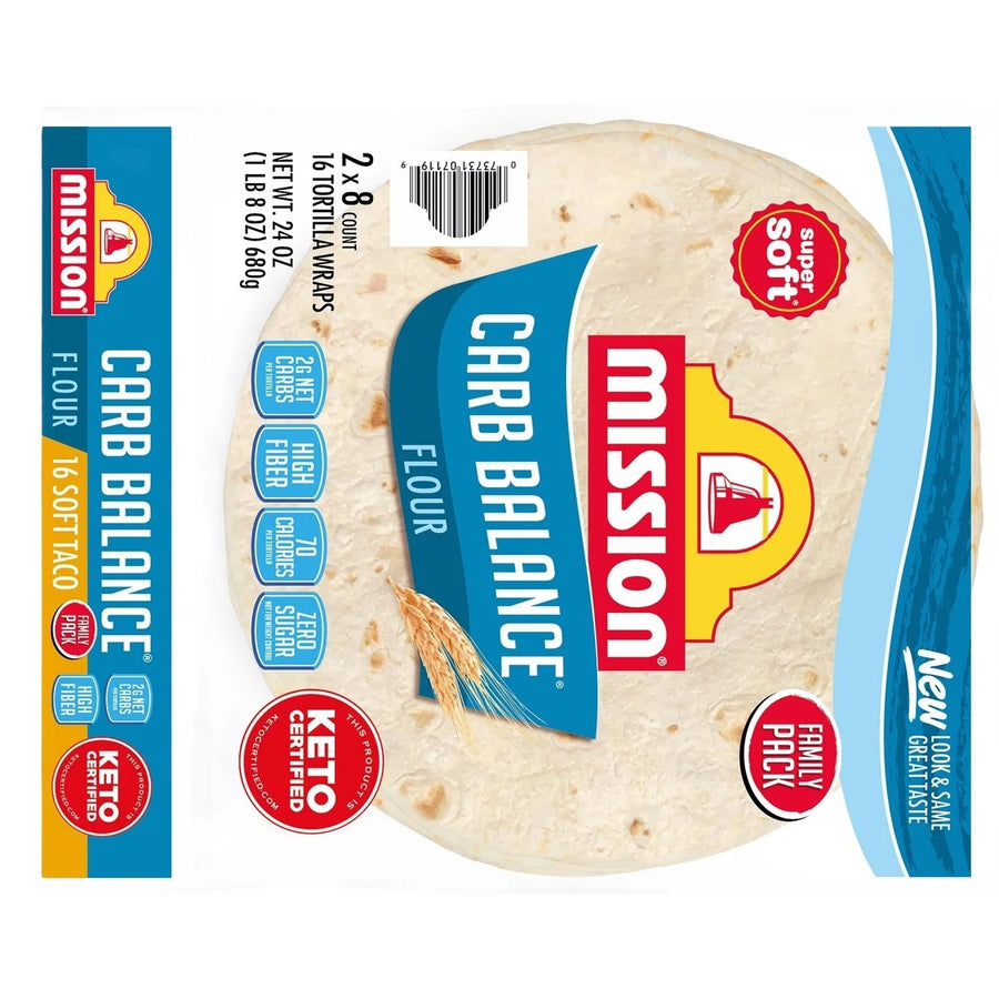 Mission Carb Balance Soft Taco Flour Tortillas 24 Total Ounce (16 Count) Image 1