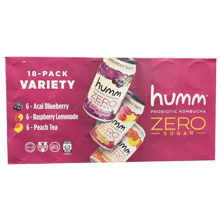 Humm Zero Sugar Probiotic KombuchaVariety12 Fluid Ounce (Pack of 18) Image 1