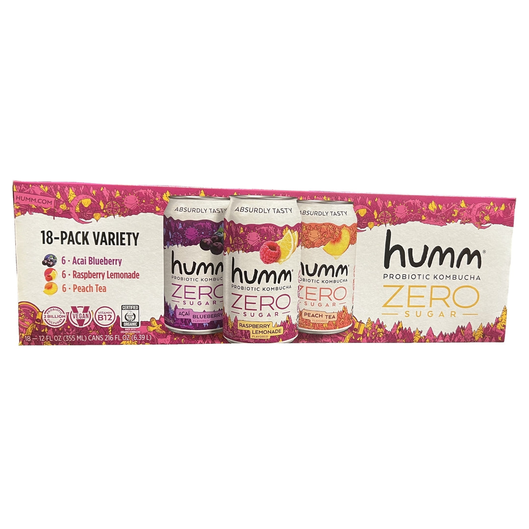 Humm Zero Sugar Probiotic KombuchaVariety12 Fluid Ounce (Pack of 18) Image 2