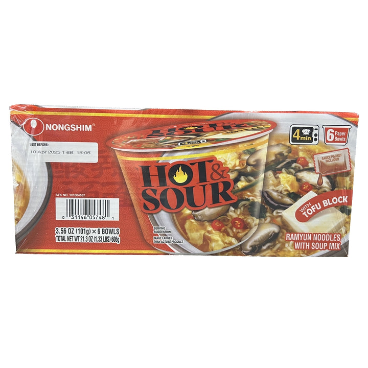 Nongshim Hot and Sour Noodle Bowl 3.56 Ounce (Pack of 6) Image 1