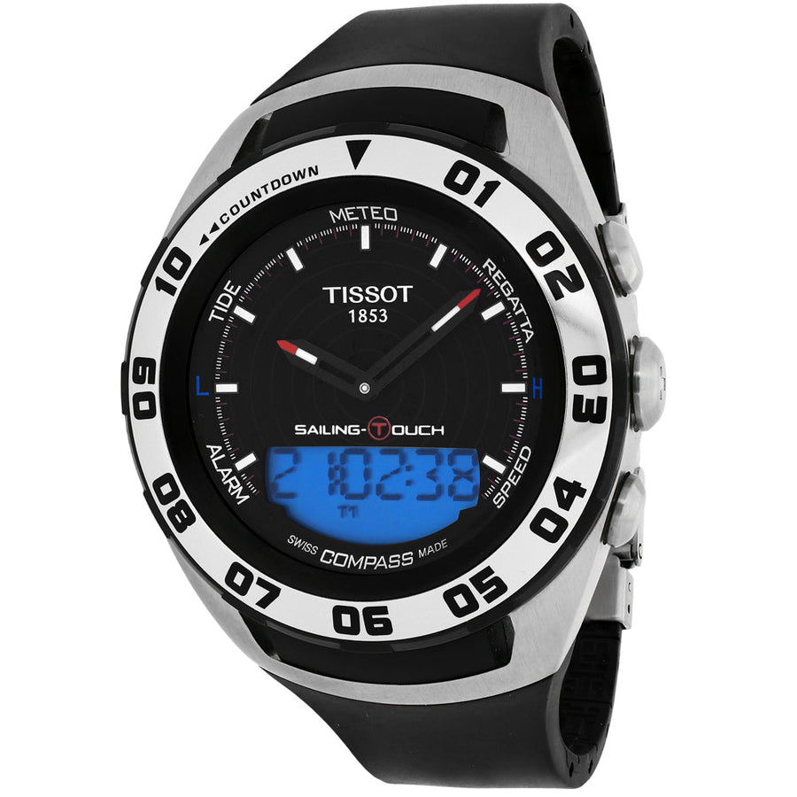 Tissot Mens Sailing Watch T0564202705101 Black Dial Stainless Steel Rubber Strap Image 1