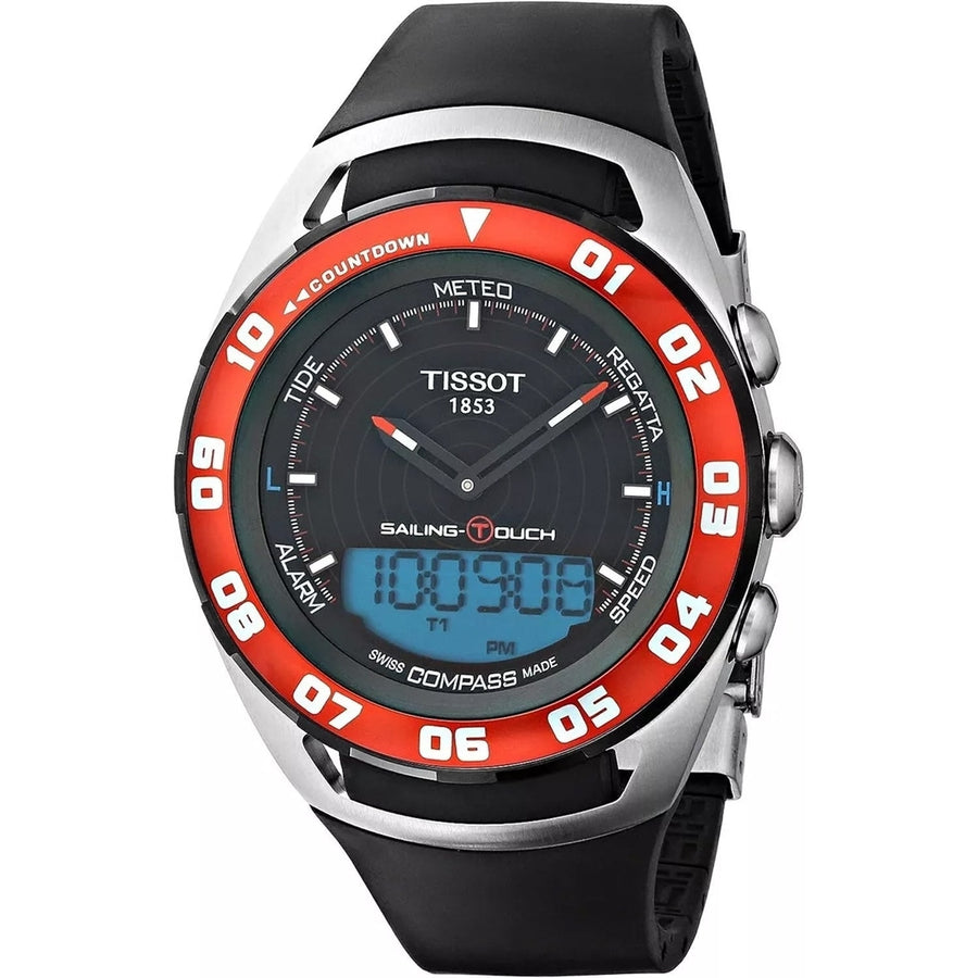 Tissot Mens Sailing Touch Black Dial Chronograph Watch T0564202705100 Rubber Strap Image 1