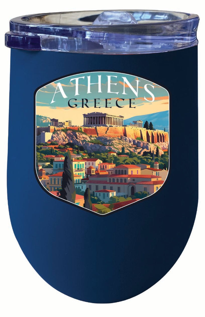 Athens Greece Acropolis Cityscape Design Souvenir 12 oz Insulated Wine Stainless Steel Tumbler Image 2