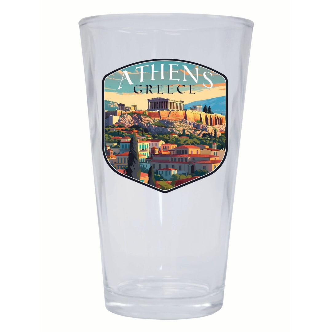 Athens Greece Acropolis Cityscape Design Souvenir 16 oz Pint Glass Image 1