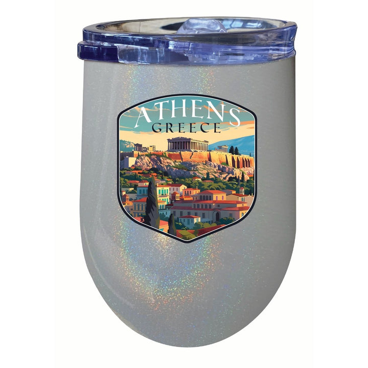 Athens Greece Acropolis Cityscape Design Souvenir 12 oz Insulated Wine Stainless Steel Tumbler Image 1