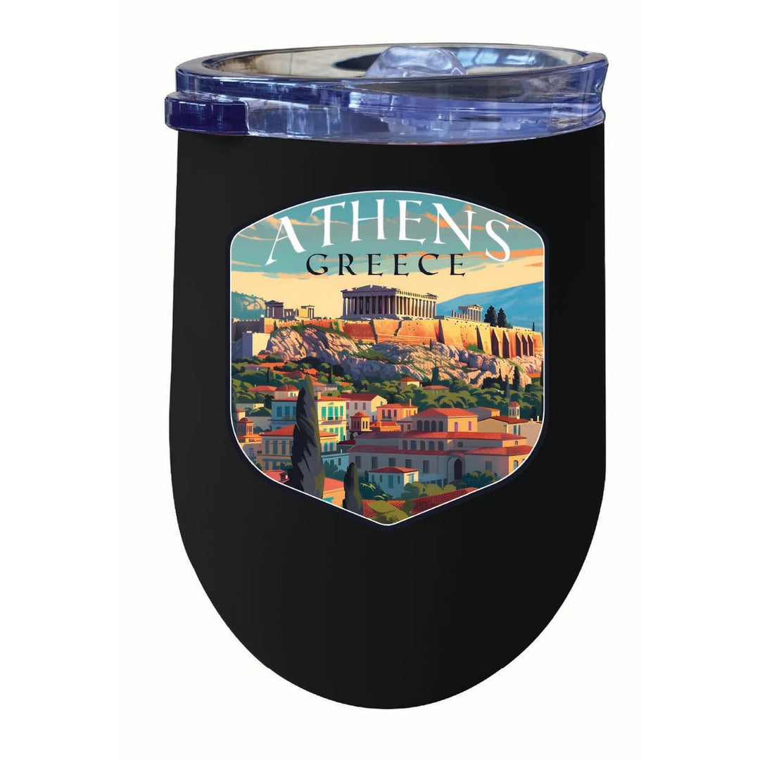 Athens Greece Acropolis Cityscape Design Souvenir 12 oz Insulated Wine Stainless Steel Tumbler Image 4