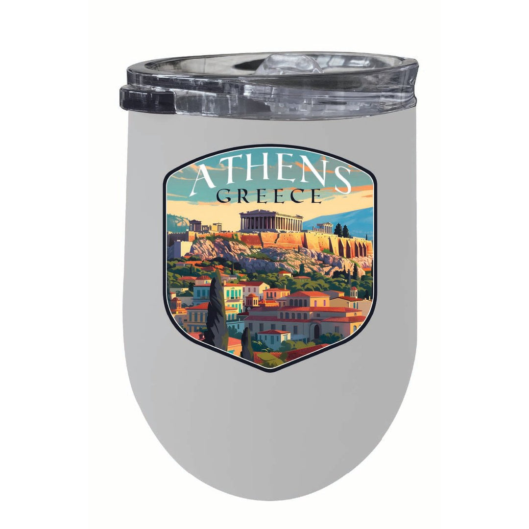 Athens Greece Acropolis Cityscape Design Souvenir 12 oz Insulated Wine Stainless Steel Tumbler Image 6