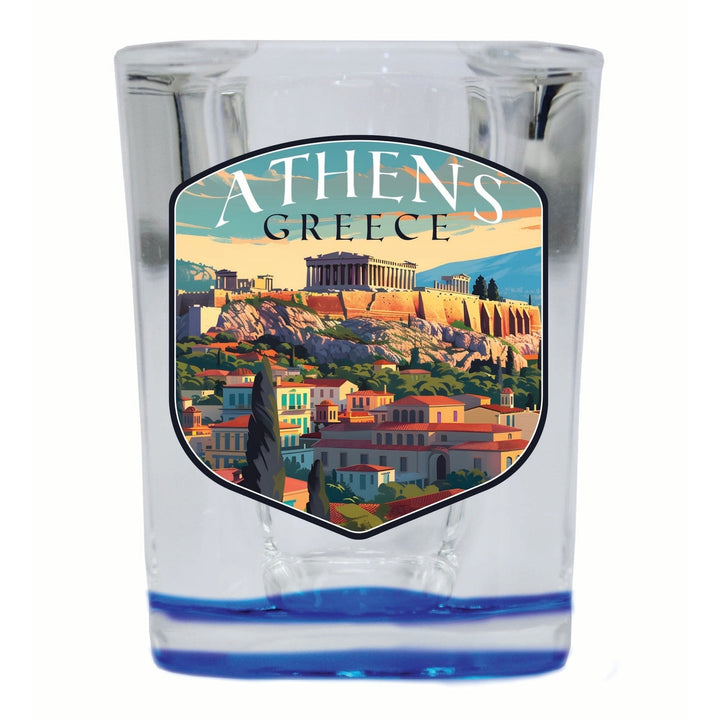 Athens Greece Acropolis Cityscape Design Souvenir 2 Ounce Shot Glass Square Image 1