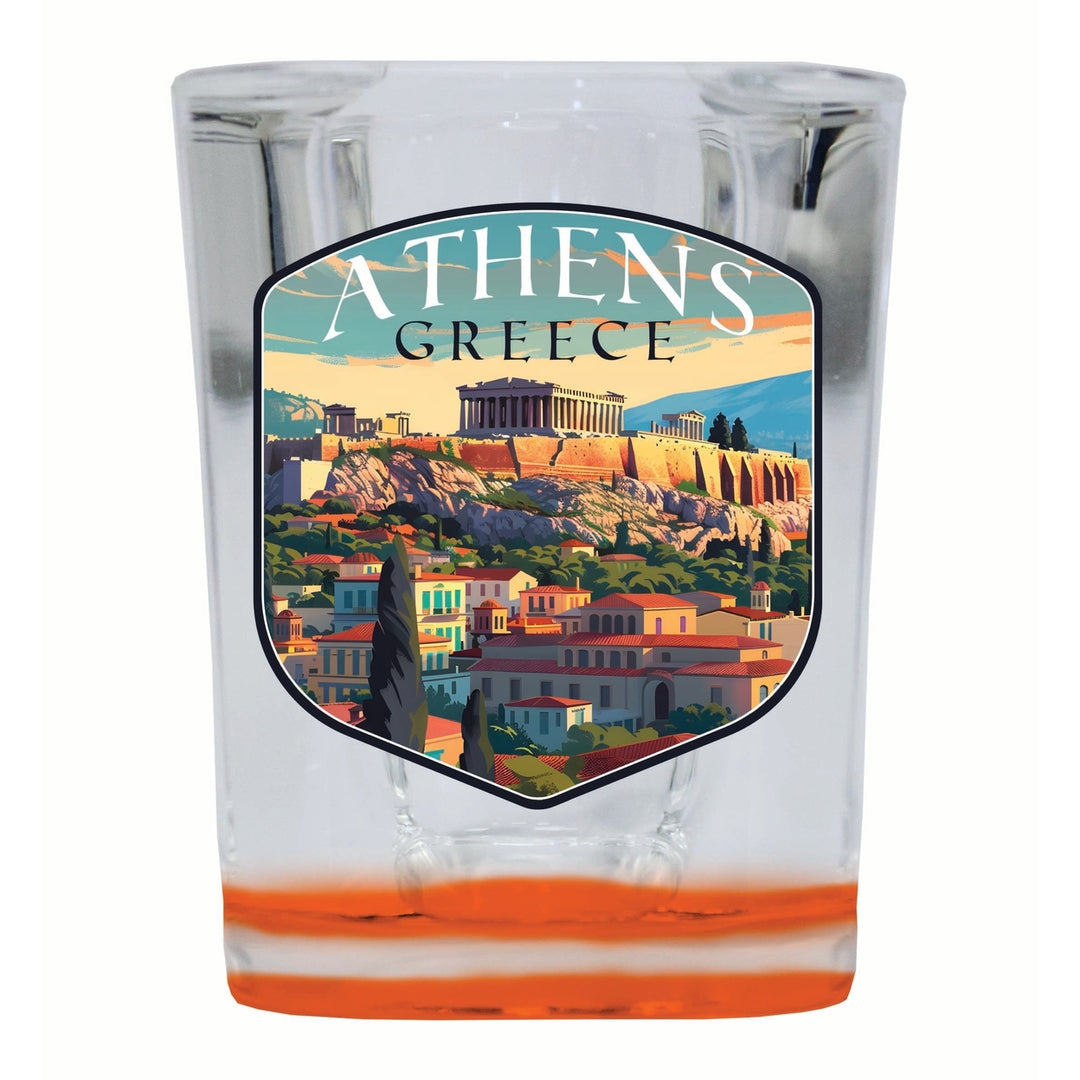 Athens Greece Acropolis Cityscape Design Souvenir 2 Ounce Shot Glass Square Image 2