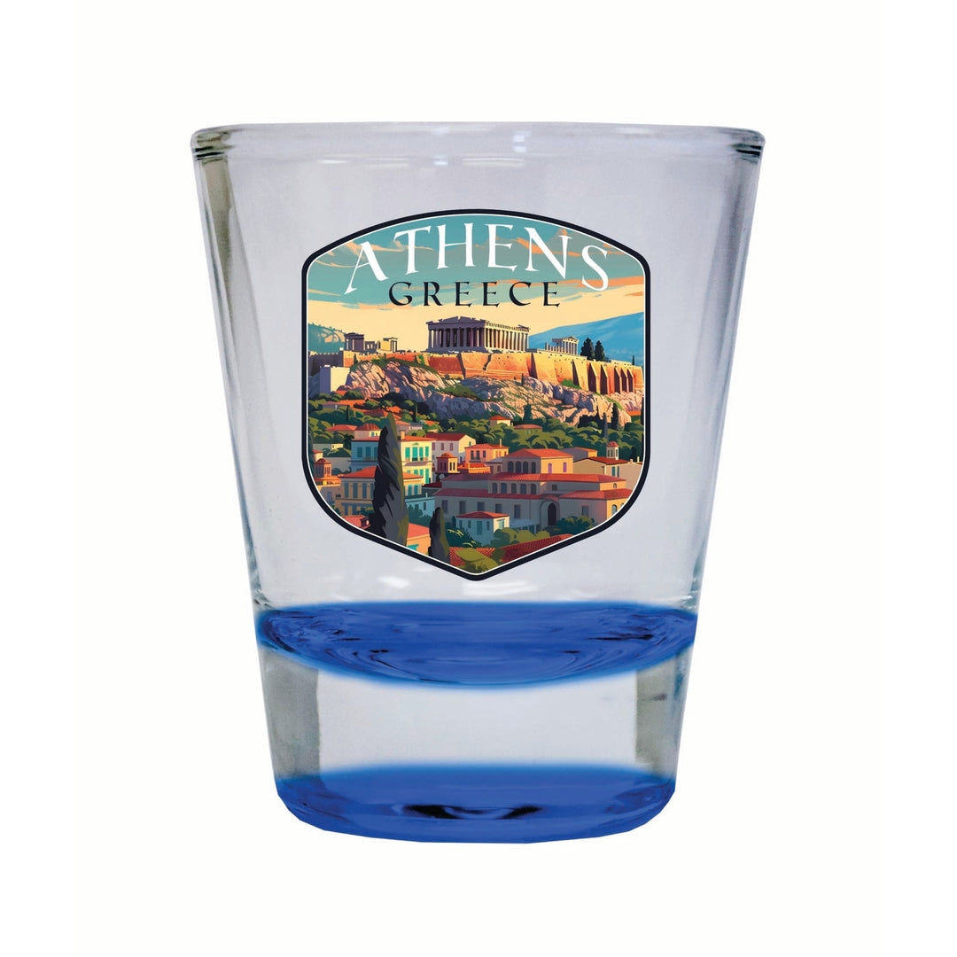 Athens Greece Acropolis Cityscape Design Souvenir 2 Ounce Shot Glass Round Image 1