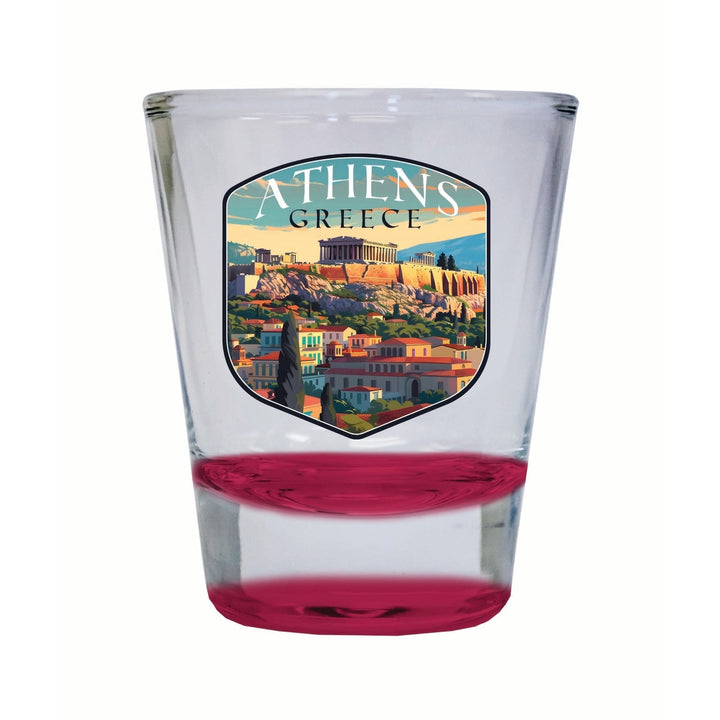 Athens Greece Acropolis Cityscape Design Souvenir 2 Ounce Shot Glass Round Image 2