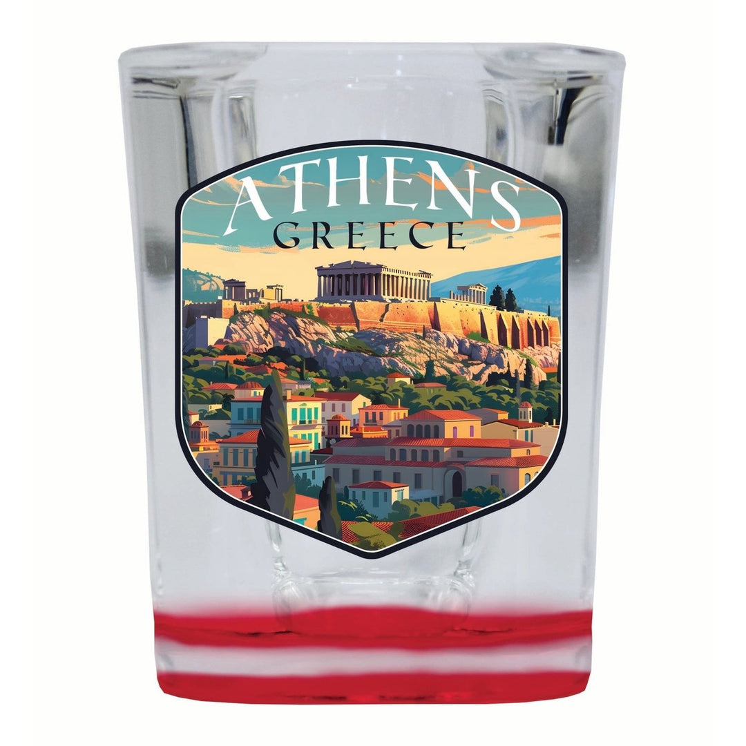 Athens Greece Acropolis Cityscape Design Souvenir 2 Ounce Shot Glass Square Image 3