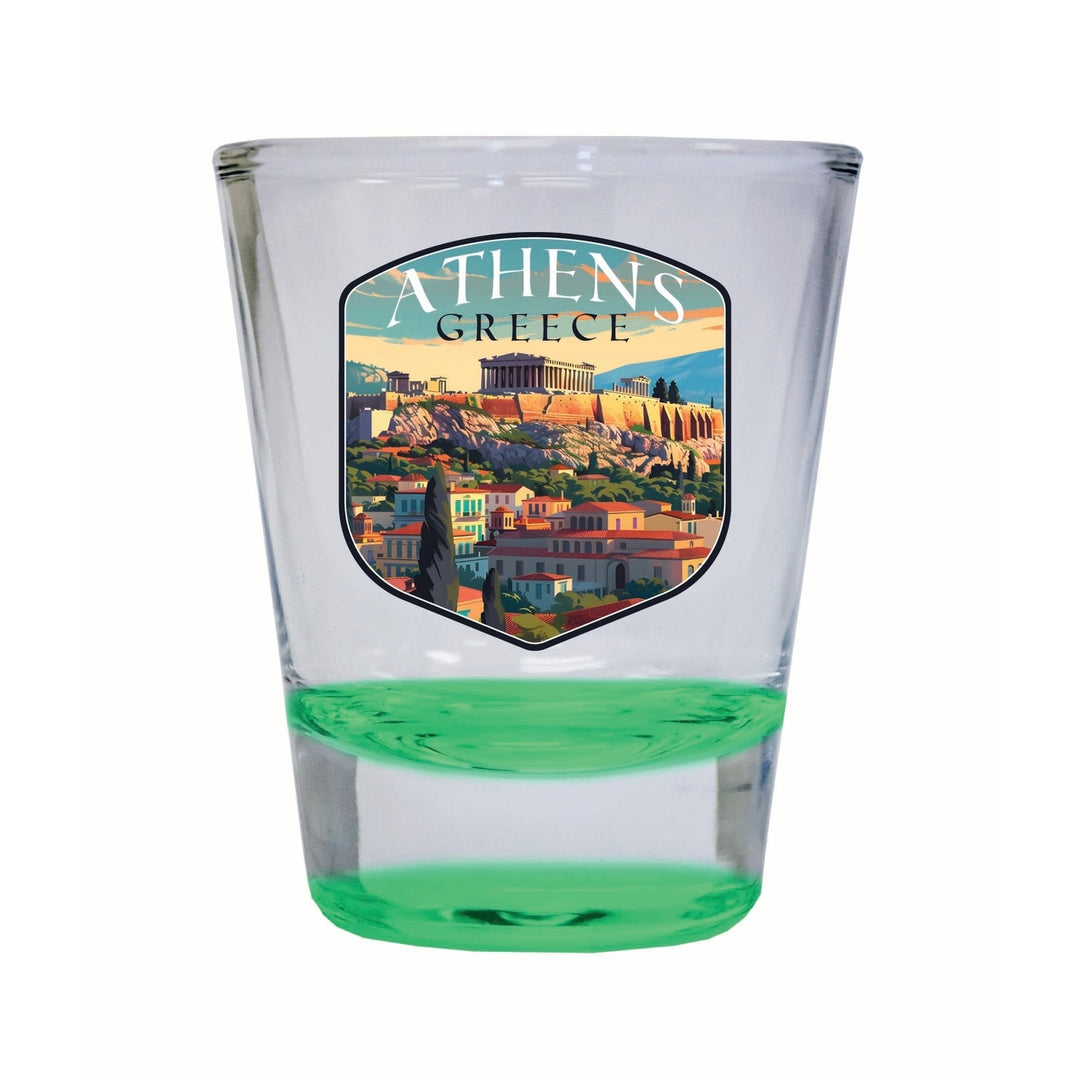 Athens Greece Acropolis Cityscape Design Souvenir 2 Ounce Shot Glass Round Image 4