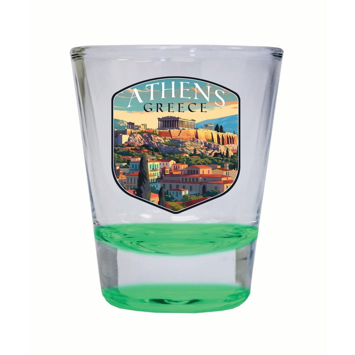 Athens Greece Acropolis Cityscape Design Souvenir 2 Ounce Shot Glass Round Image 1