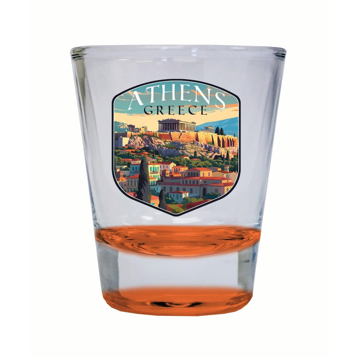 Athens Greece Acropolis Cityscape Design Souvenir 2 Ounce Shot Glass Round Image 4