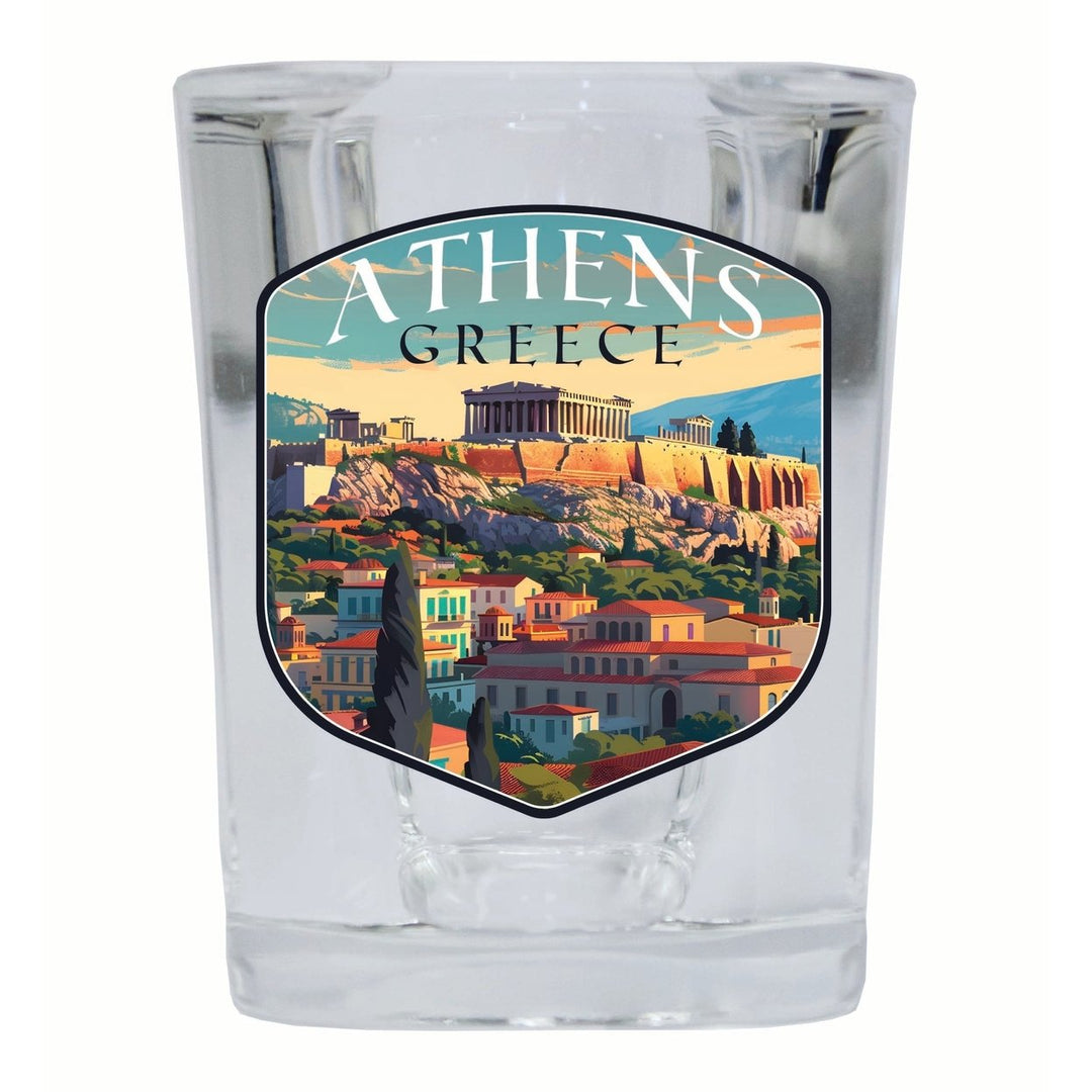 Athens Greece Acropolis Cityscape Design Souvenir 2 Ounce Shot Glass Square Image 4