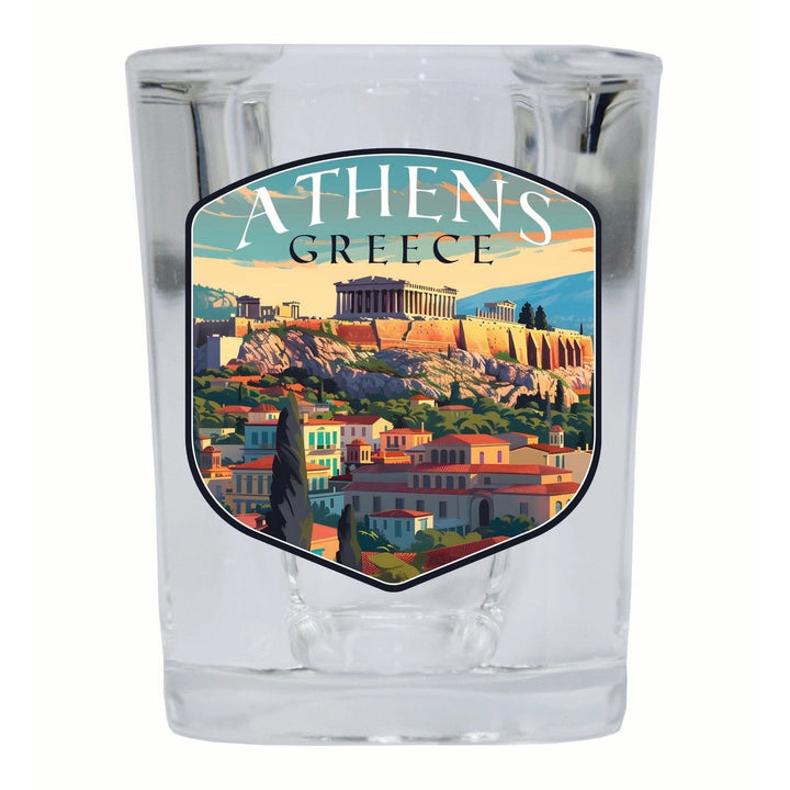 Athens Greece Acropolis Cityscape Design Souvenir 2 Ounce Shot Glass Square Image 1