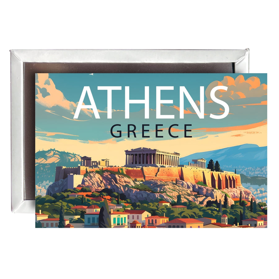 Athens Greece Acropolis Cityscape Design Souvenir 2x3-Inch Fridge Magnet Image 1