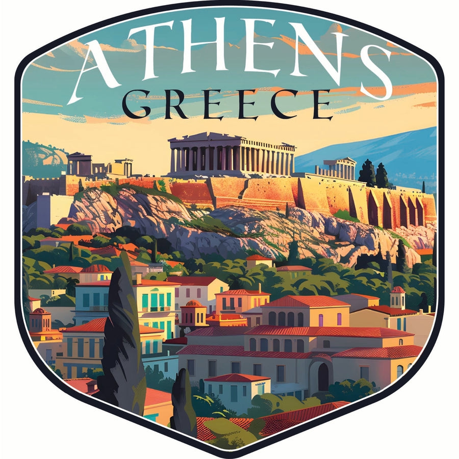 Athens Greece Acropolis Cityscape Design Souvenir Die Cut Flat Magnet Image 1