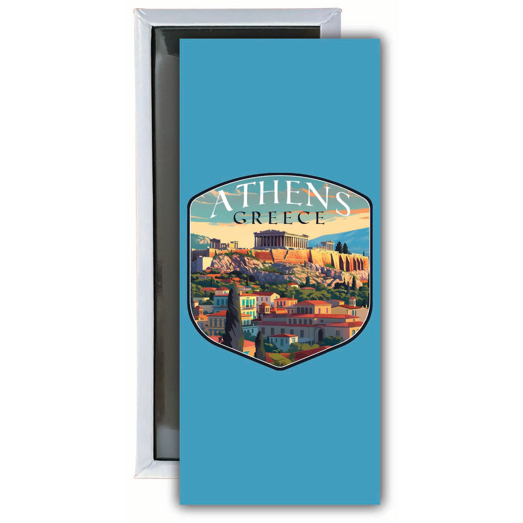 Athens Greece Acropolis Cityscape Design Souvenir Fridge Magnet 4.75 x 2 Inch Image 1