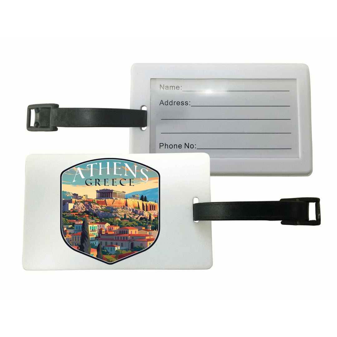 Athens Greece Acropolis Cityscape Design Souvenir Luggage Tag Image 1