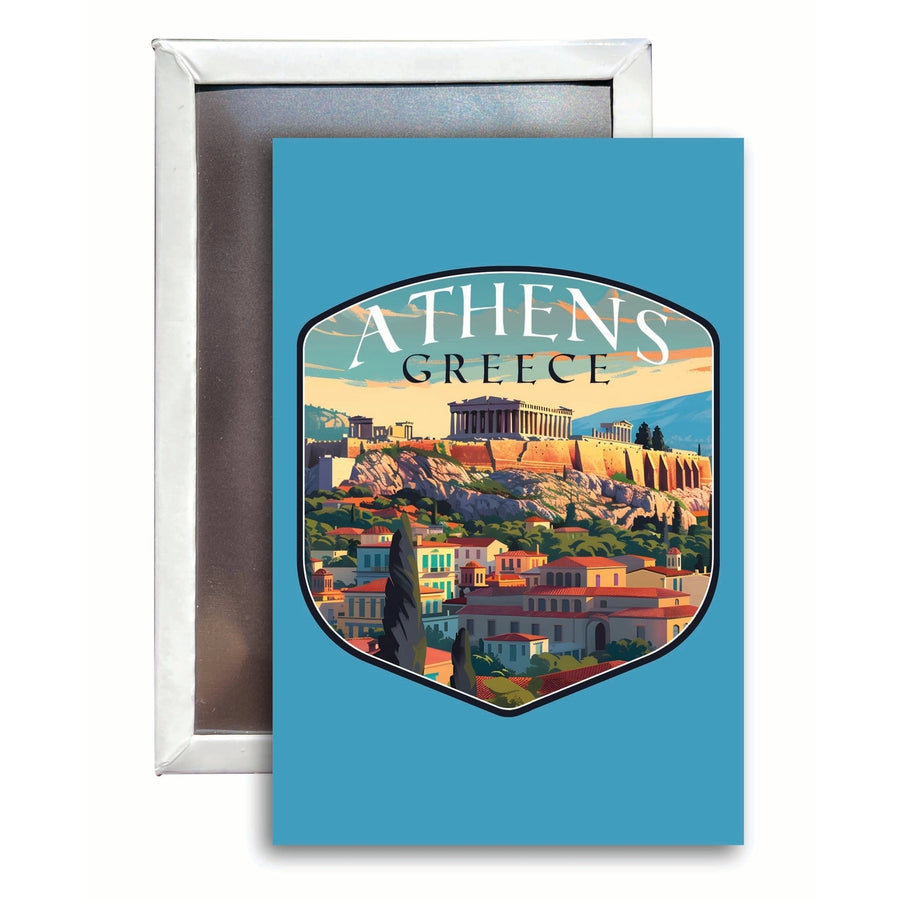 Athens Greece Acropolis Cityscape Design Souvenir Refrigerator Magnet 2.5"X3.5" Image 1