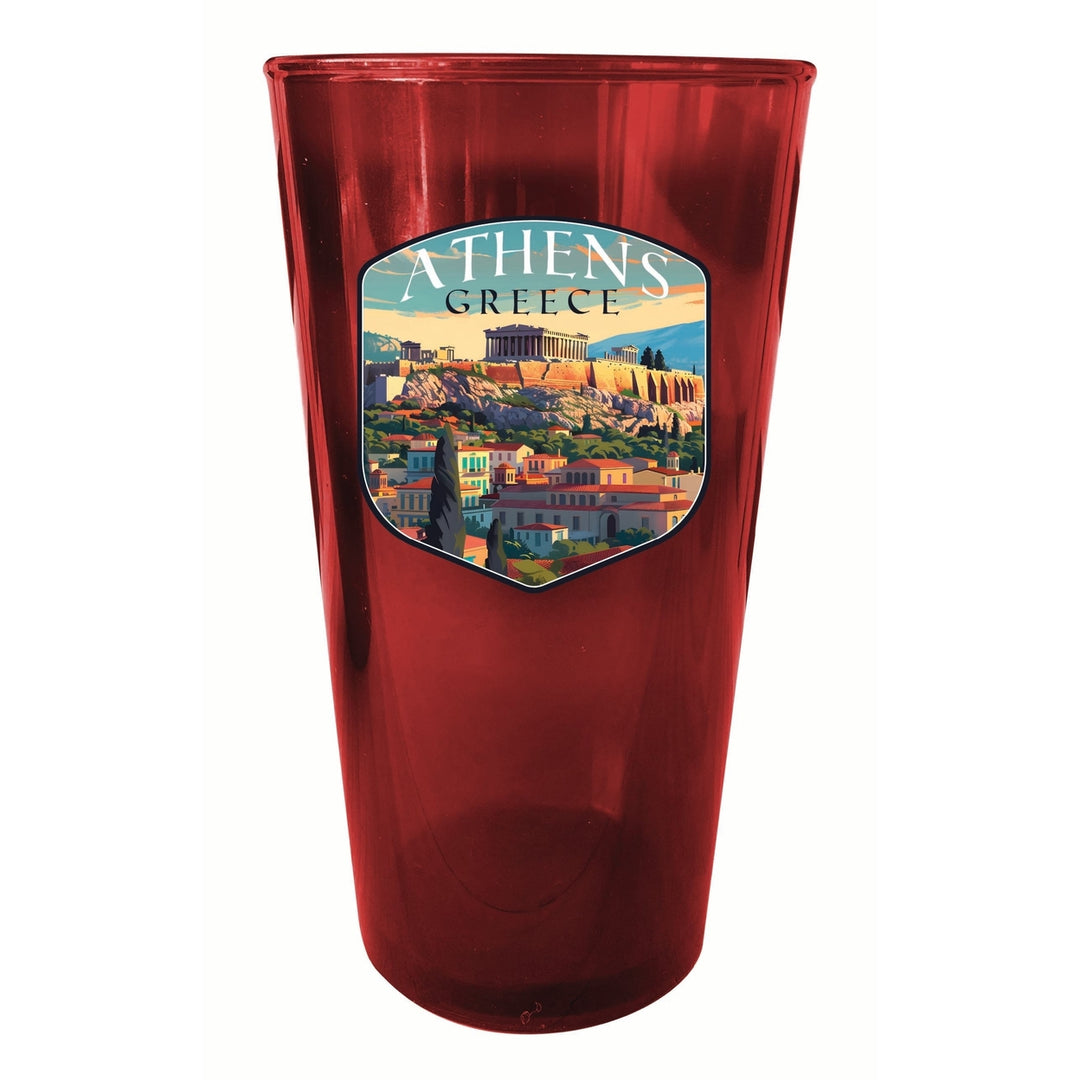 Athens Greece Acropolis Cityscape Design Souvenir Plastic 16 oz pint Image 2