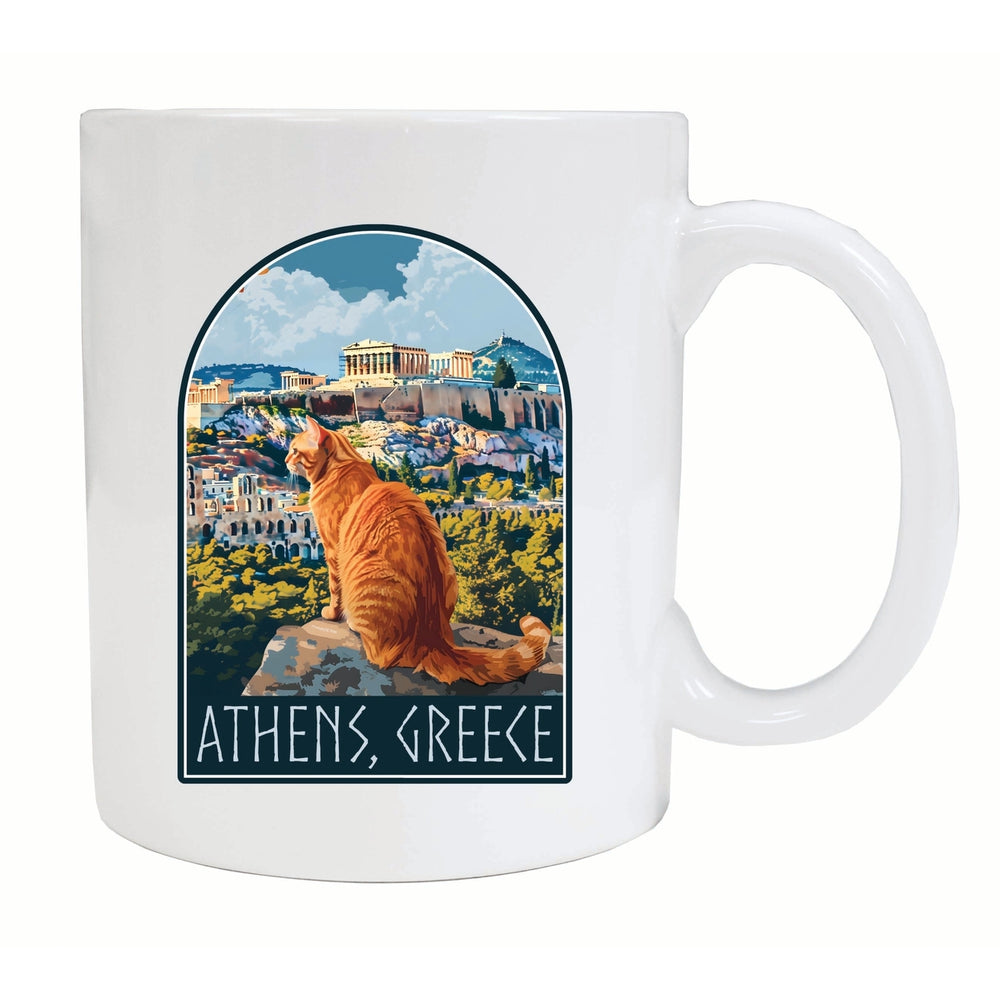 Athens Greece Cat Acropolis Design Souvenir 12 oz Ceramic Coffee Mug Image 2