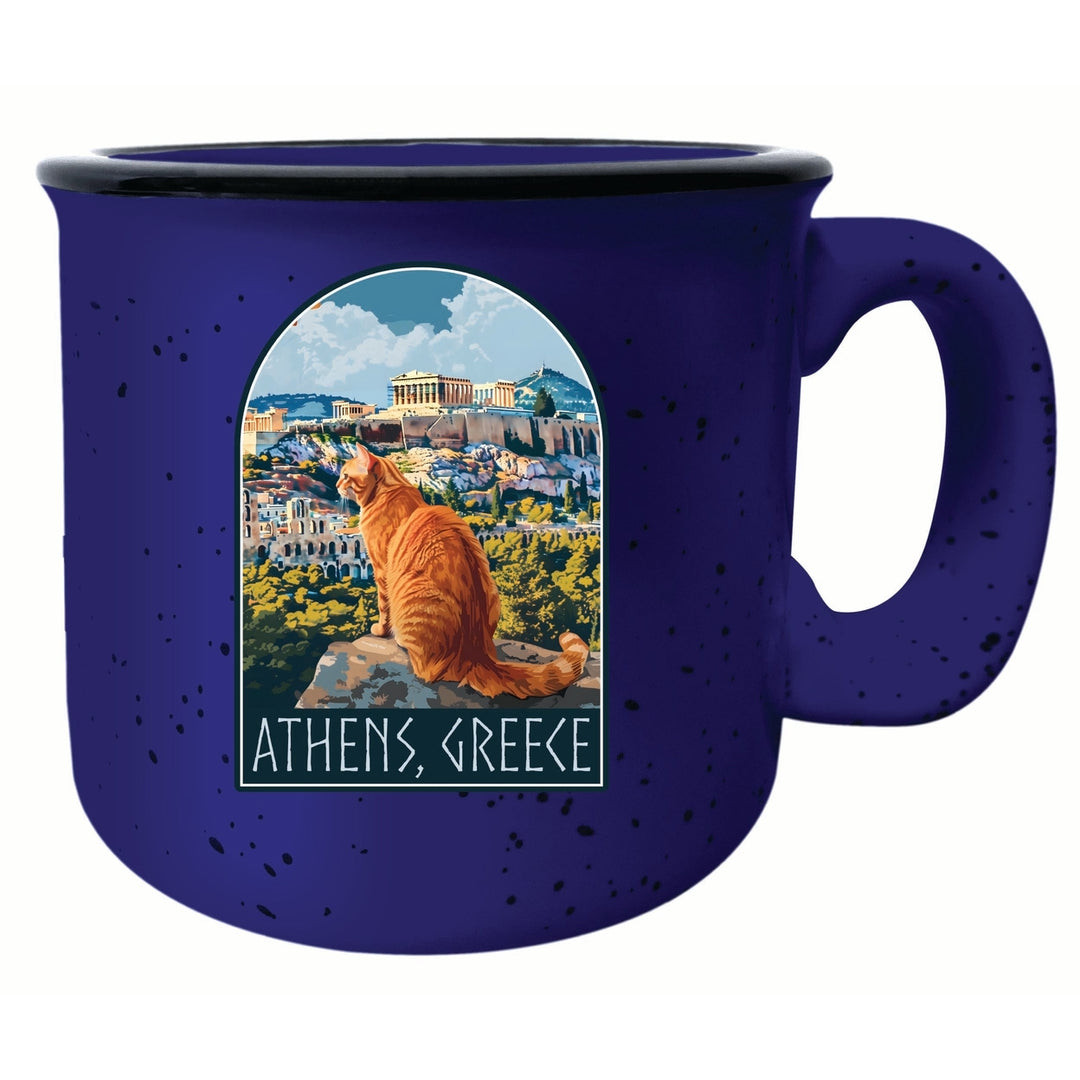 Athens Greece Cat Acropolis Design Souvenir 16 oz Ceramic camping mug Image 1