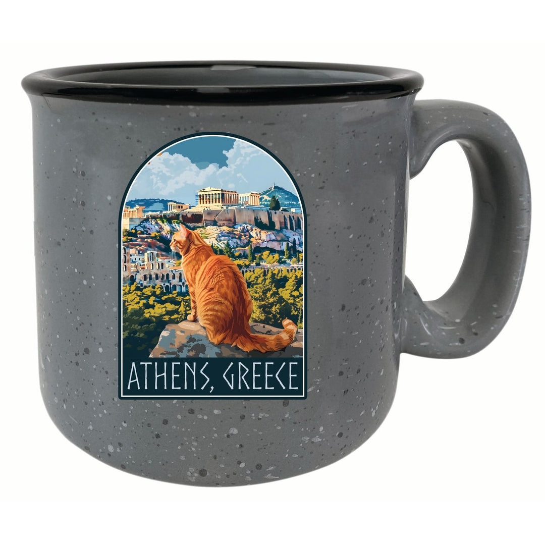 Athens Greece Cat Acropolis Design Souvenir 16 oz Ceramic camping mug Image 1