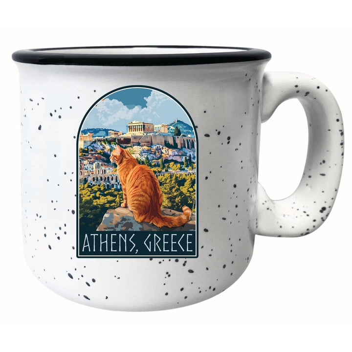 Athens Greece Cat Acropolis Design Souvenir 16 oz Ceramic camping mug Image 1