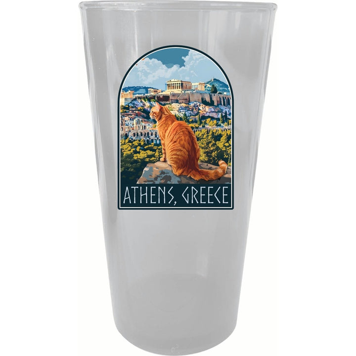 Athens Greece Cat Acropolis Design Souvenir Plastic 16 oz pint Image 3