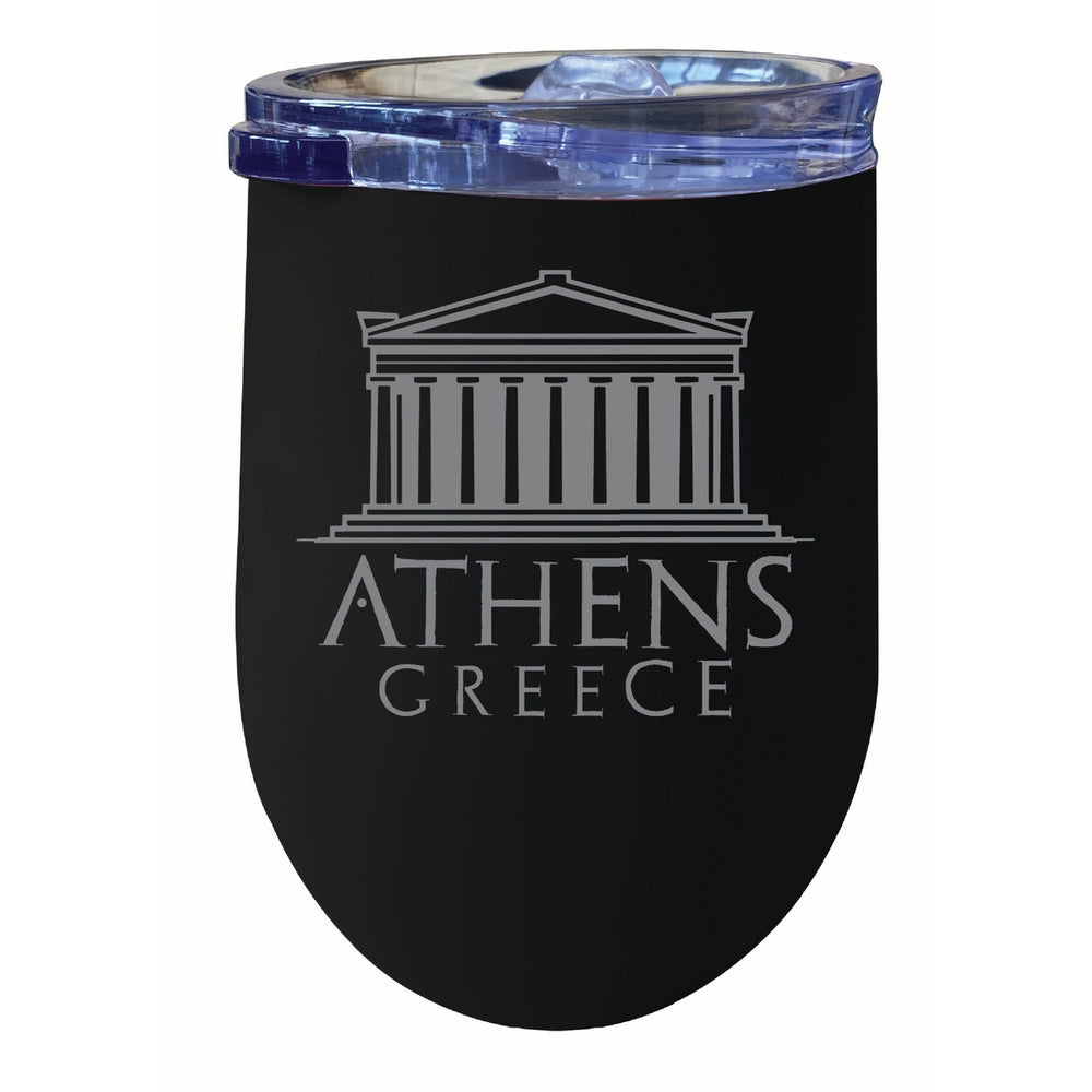 Athens Greece Souvenir 12 oz Engraved Insulated Wine Stainless Steel Tumbler Image 2