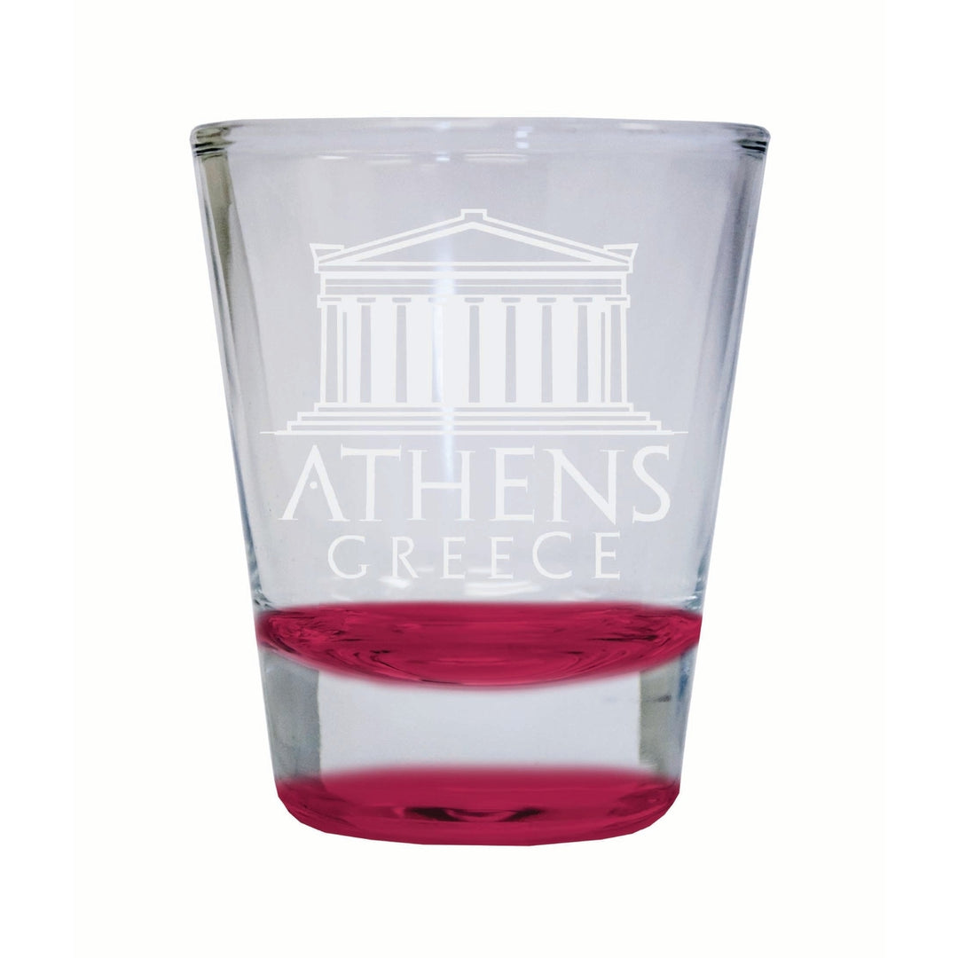 Athens Greece Souvenir 2 Ounce Engraved Shot Glass Round Image 2