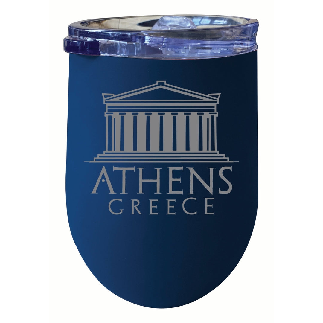 Athens Greece Souvenir 12 oz Engraved Insulated Wine Stainless Steel Tumbler Image 3