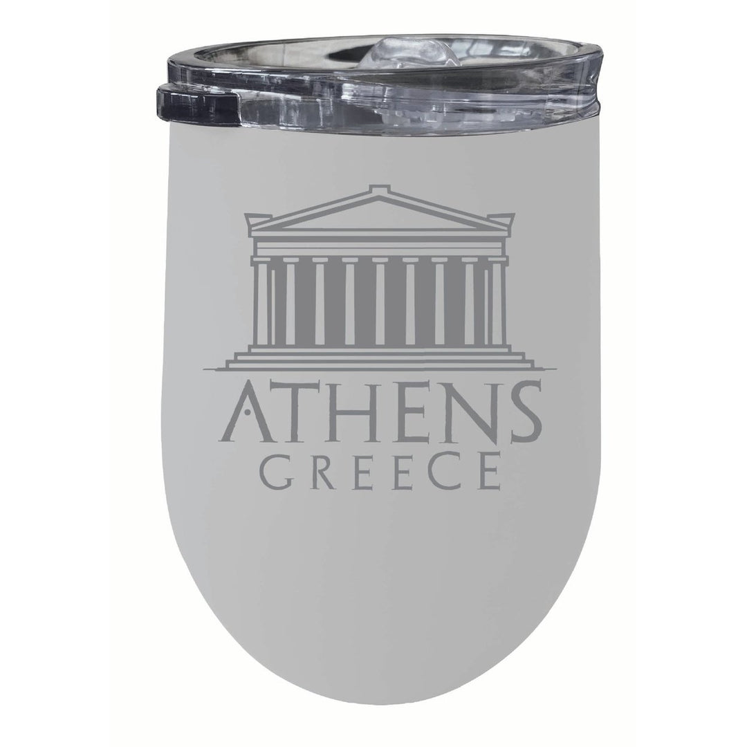 Athens Greece Souvenir 12 oz Engraved Insulated Wine Stainless Steel Tumbler Image 4