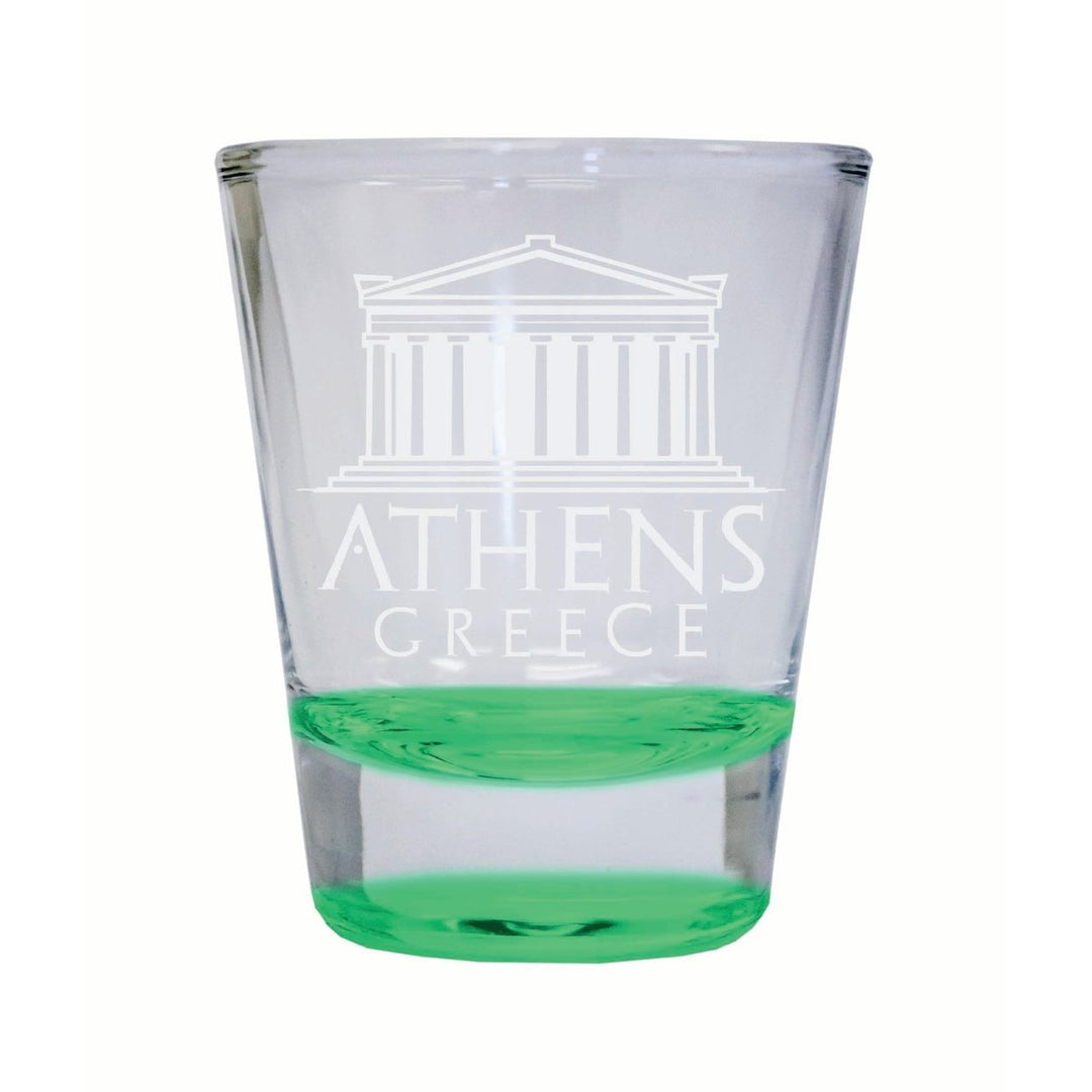 Athens Greece Souvenir 2 Ounce Engraved Shot Glass Round Image 4