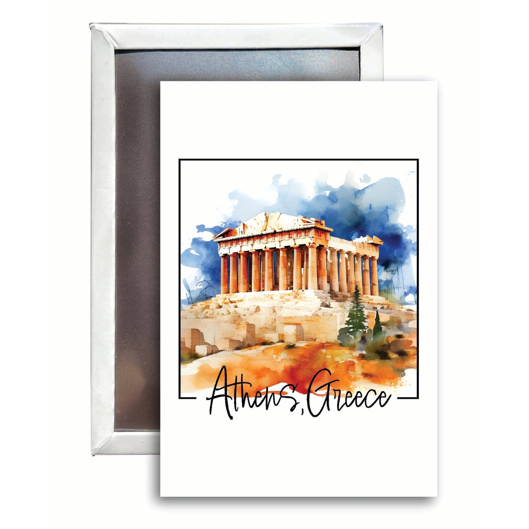 Athens Greece Watercolor Acropolis Design Souvenir 2x3-Inch Fridge Magnet Image 1