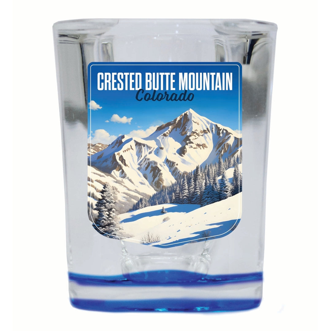 Crested Butte Mountain Colorado Snowy Mountain Design Souvenir 2 Ounce Shot Glass Square Image 1