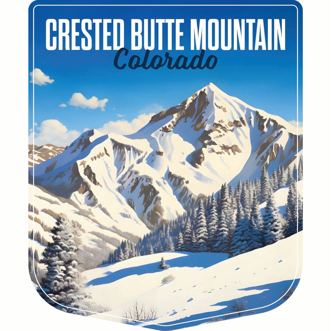 Crested Butte Mountain Colorado Snowy Mountain Design Souvenir Die Cut Flat Magnet Image 1