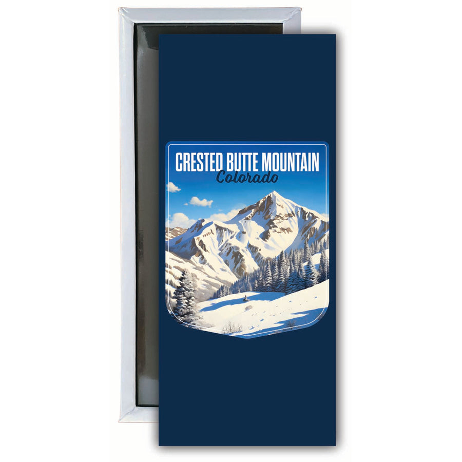 Crested Butte Mountain Colorado Snowy Mountain Design Souvenir Fridge Magnet 4.75 x 2 Inch Image 1