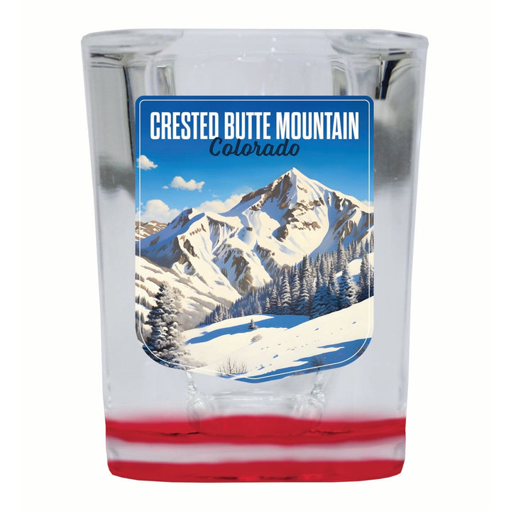 Crested Butte Mountain Colorado Snowy Mountain Design Souvenir 2 Ounce Shot Glass Square Image 3