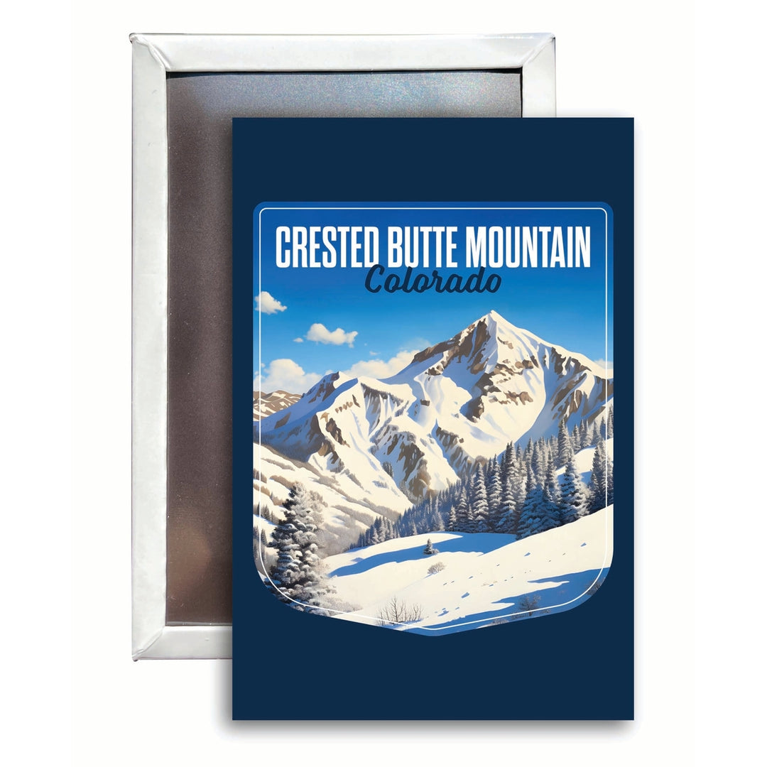 Crested Butte Mountain Colorado Snowy Mountain Design Souvenir Refrigerator Magnet 2.5"X3.5" Image 1