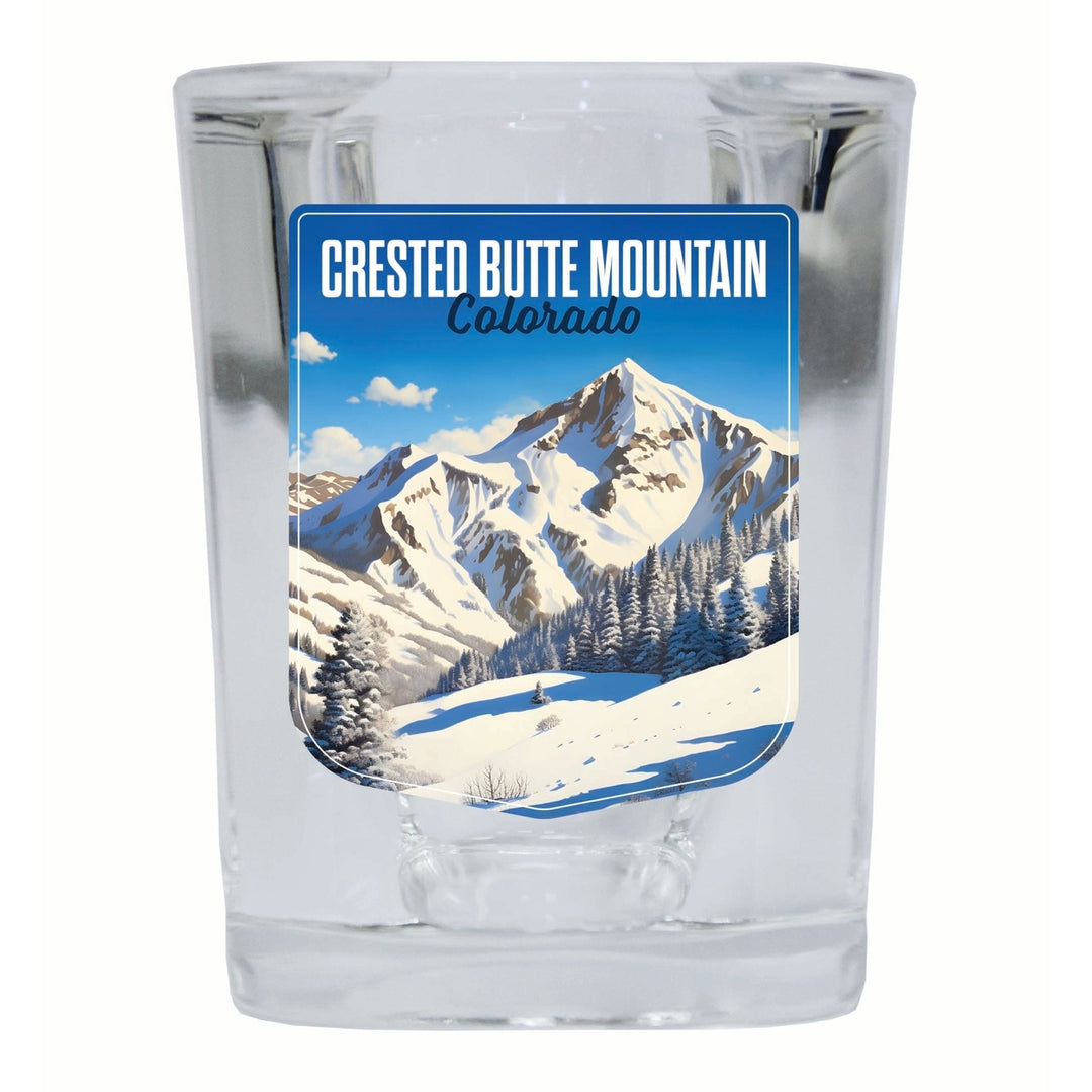 Crested Butte Mountain Colorado Snowy Mountain Design Souvenir 2 Ounce Shot Glass Square Image 4