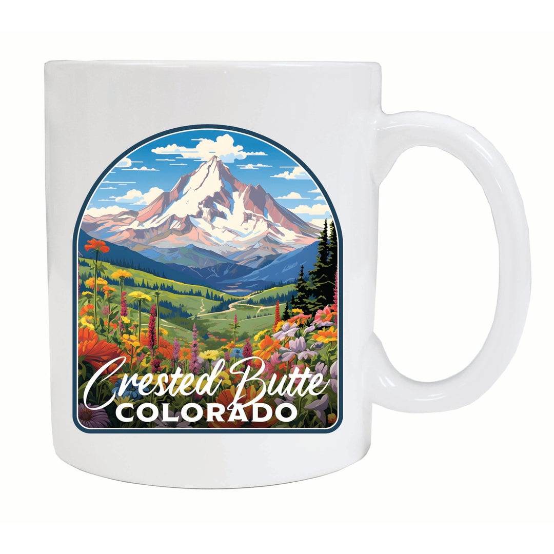 Crested Butte Mountain Colorado Wildflowers Design Souvenir 12 oz Ceramic Coffee Mug Image 1