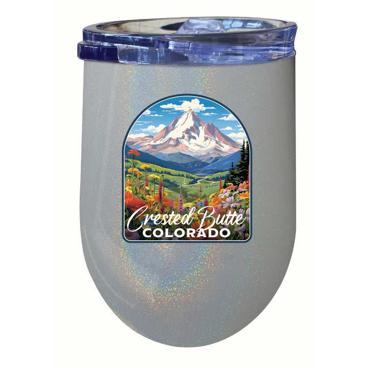 Crested Butte Mountain Colorado Wildflowers Design Souvenir 12 oz Insulated Wine Stainless Steel Tumbler Image 1